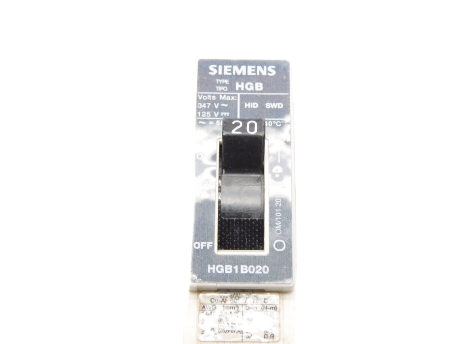 SIEMENS HGB1B020 20A 347/125V UNMP