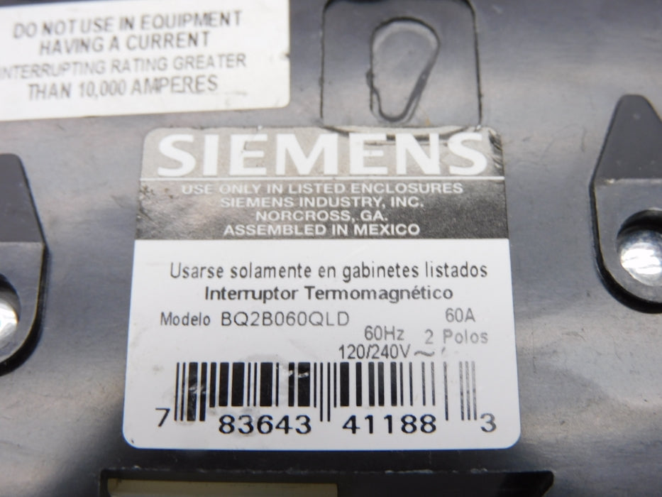 SIEMENS BQ2B060QLD 60A 120/240V UNMP