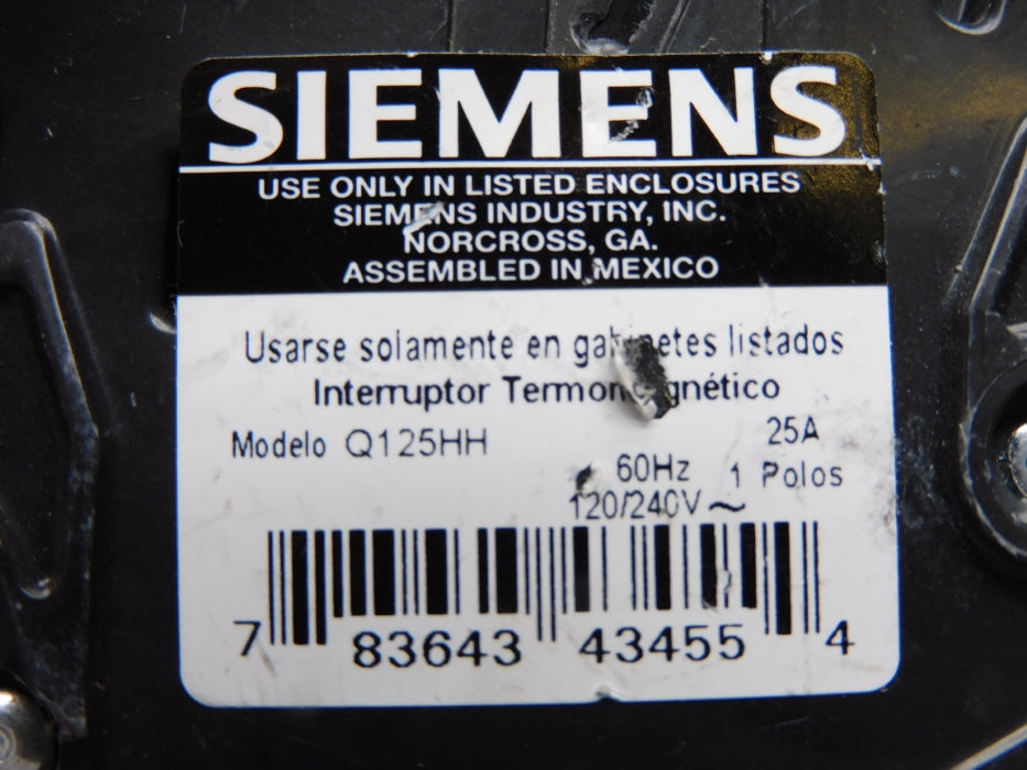 SIEMENS Q125HH 25A 120/240V NSNP