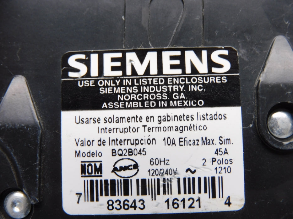 SIEMENS BQ2B045 45A 120/240V UNMP