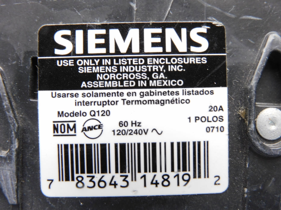 SIEMENS Q120 20A 120/240V (AS PICTURED) UNMP
