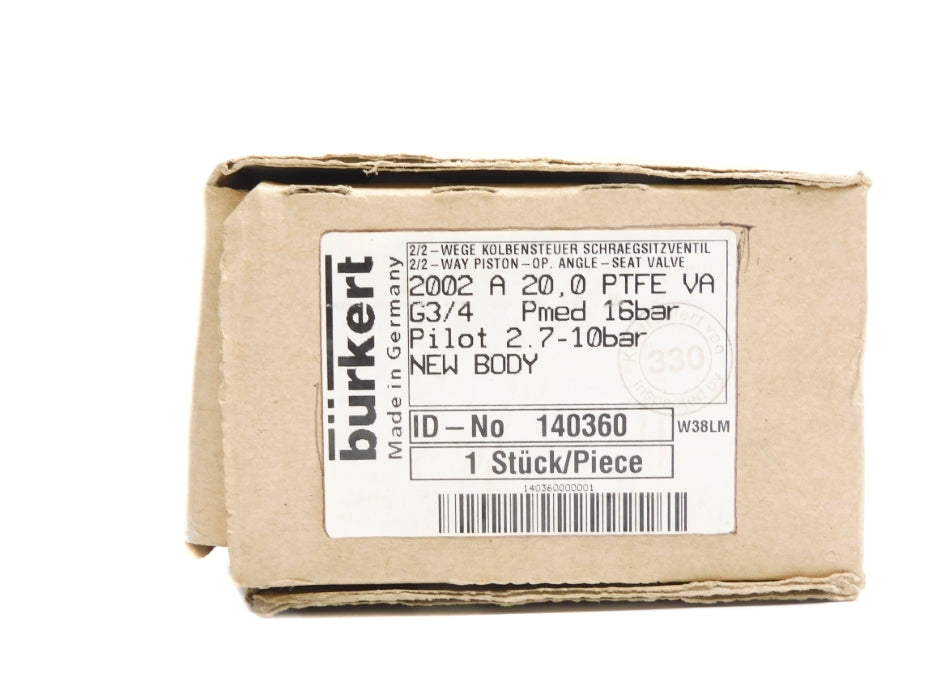 BURKERT 2002A20,0PTFEVAG3/4 140360 3/4" NSMP