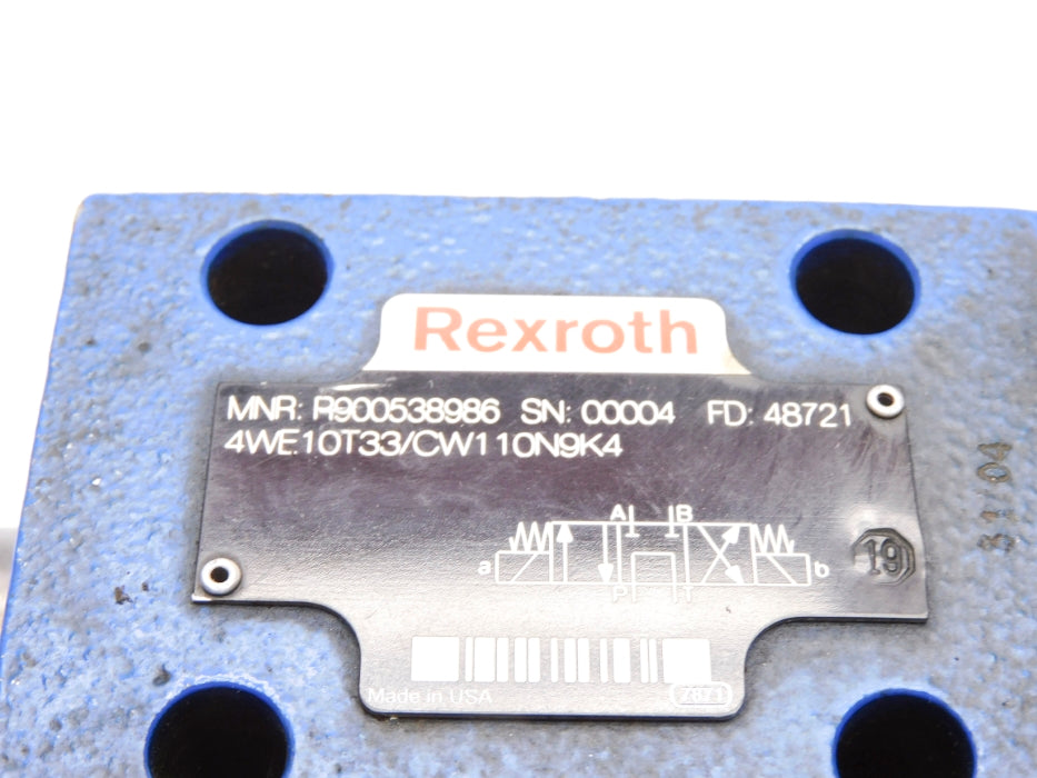 REXROTH 4WE10T33/CW110N9K4 R900538986 110/120V (AS PICTURED) UNMP