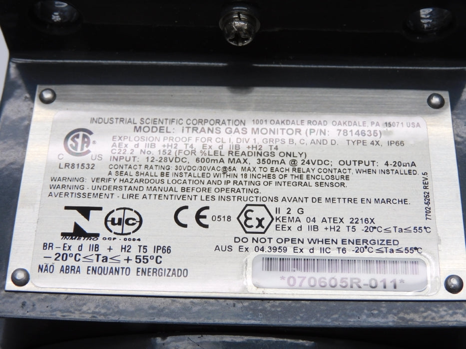 INDUSTRIAL SCIENTIFIC 7814635 (AS PICTURED) NSMP
