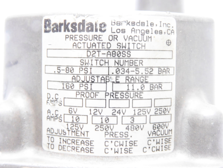 BARKSDALE D2T-A80SS UNMP