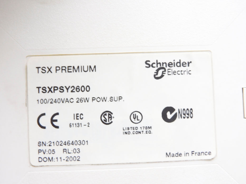 SCHNEIDER ELECTRIC TSXPSY2600 UNMP