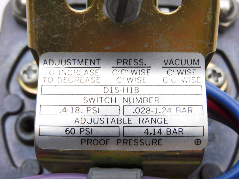 BARKSDALE D1S-H18 .4-18PSI NSNP