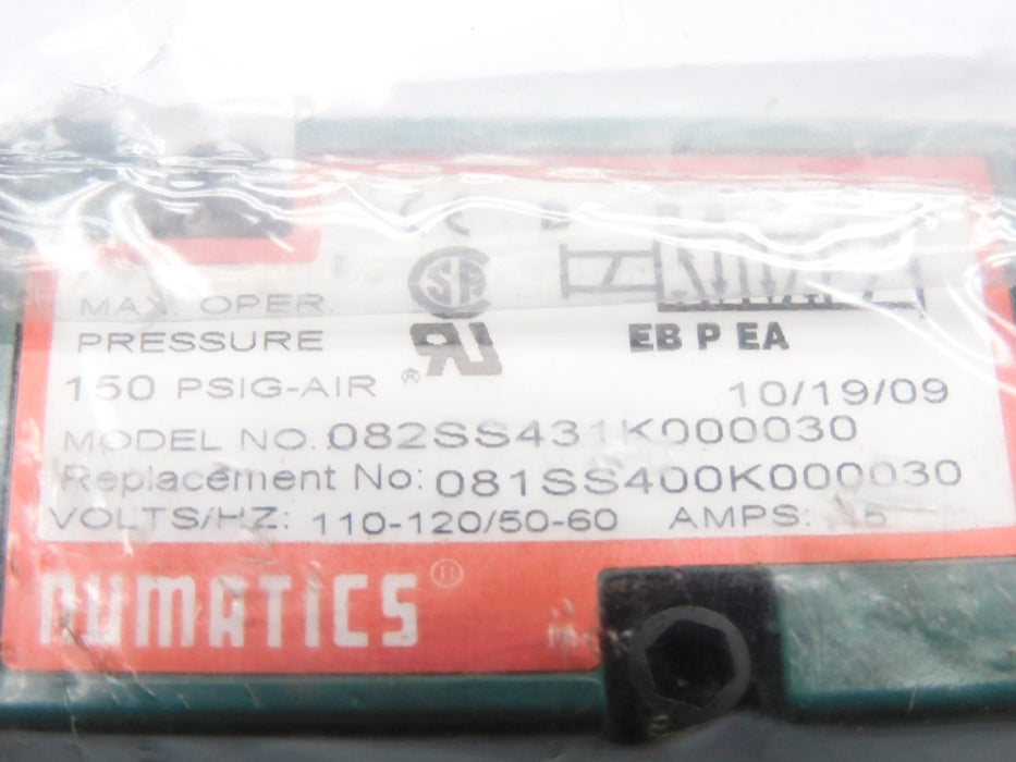 NUMATICS 082SS431K000030 110-120V 150PSIG NSMP