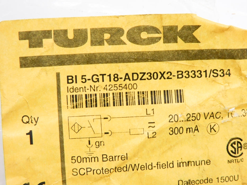 TURCK BI5-GT18-ADZ30X2-B3331/S34 4255400 NSNP