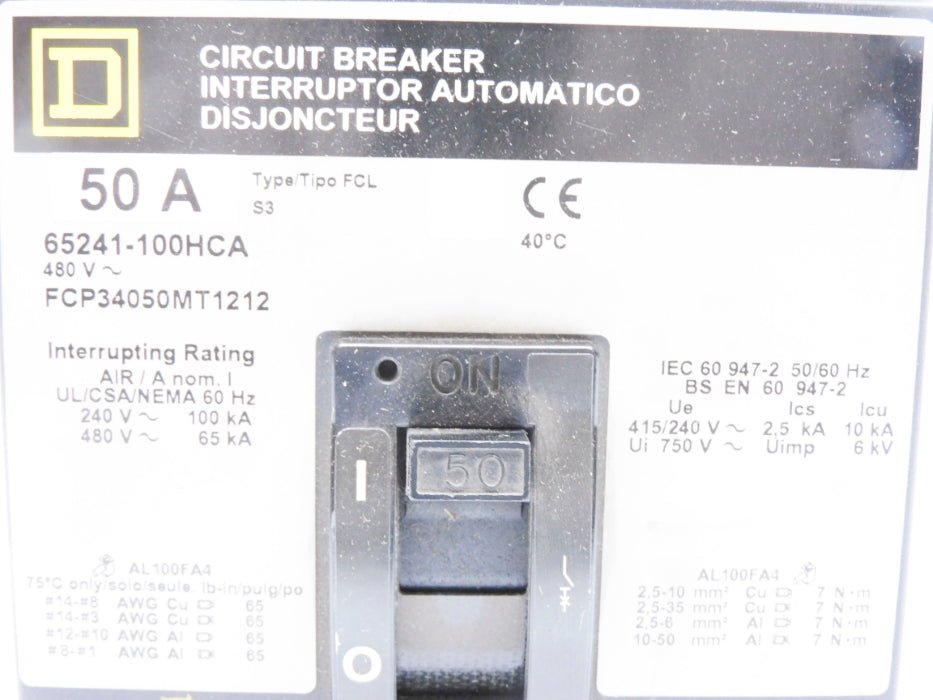 SQUARE 65241-100HCA FCP34050MT1212 50A 480V (GREY)  NSMP