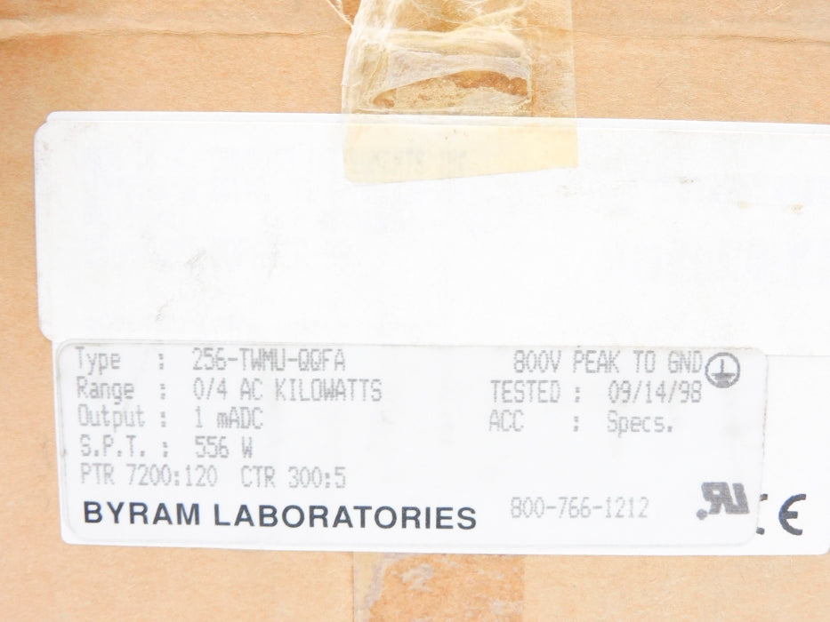 BYRAM LABORATORIES 256-TWMU-QQFA (AS PICTURED) NSMP