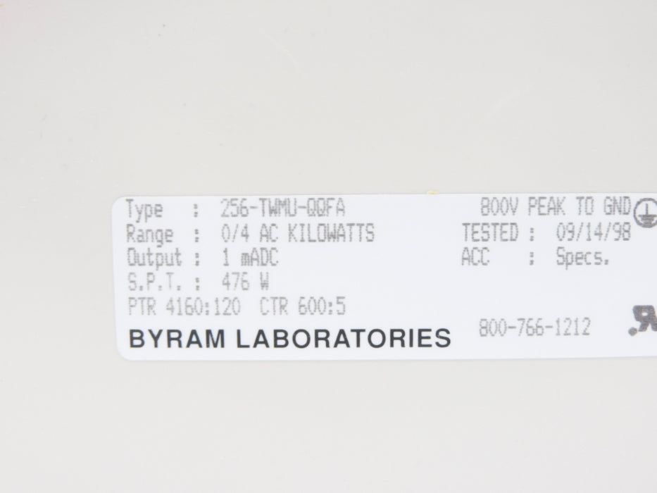 BYRAM LABORATORIES 256-TWMU-QQFA NSMP