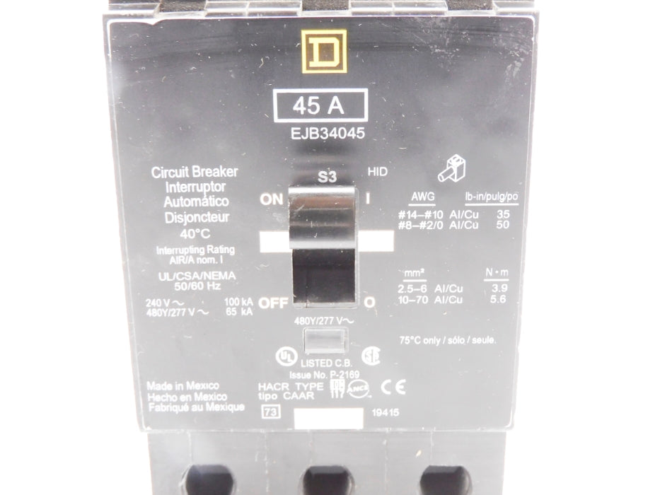 SQUARE D EJB34045 45A 480/277V NSNP