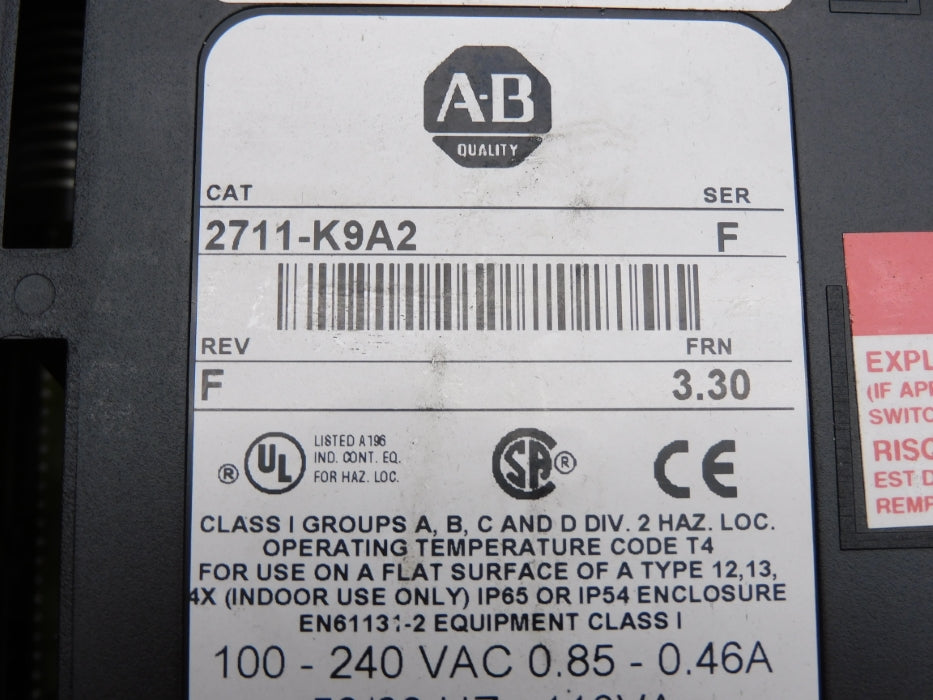 INDUSTRIAL SPARE PART 2711-K9A2 SER. F F/W 3.30 NUPI