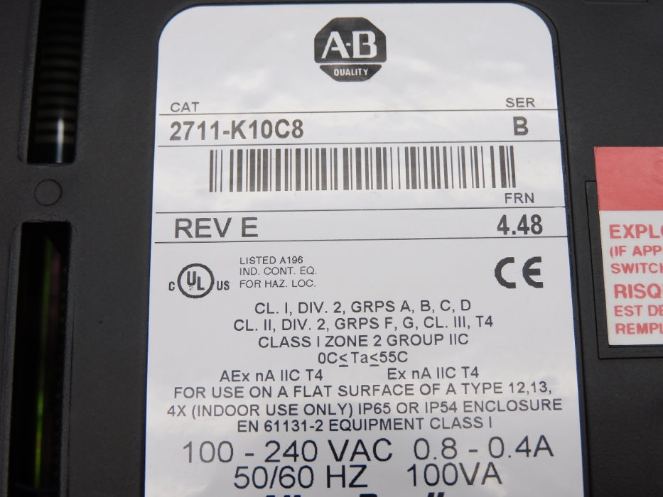 ALLEN BRADLEY 2711-K10C8 SER. B F/W 4.48 UNMP