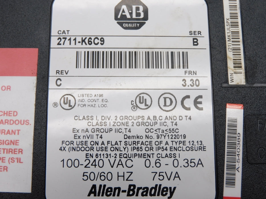 ALLEN BRADLEY 2711-K6C9 SER. B F/W 3.30 REMAN