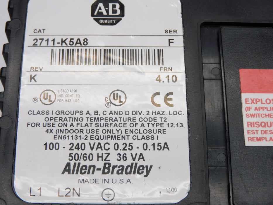 ALLEN BRADLEY 2711-K5A8 SER. F F/W 4.10 REMAN