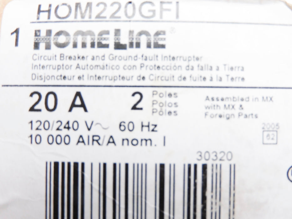 SQUARE D HOM220GFI 20A 120/240V UNMP