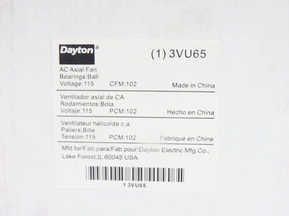 DAYTON 3VU65 115V 0.18/0.22A NSMP
