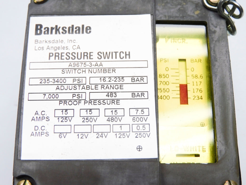BARKSDALE A9675-3-AA 600VAC 15A 235-3400PSI NSMP