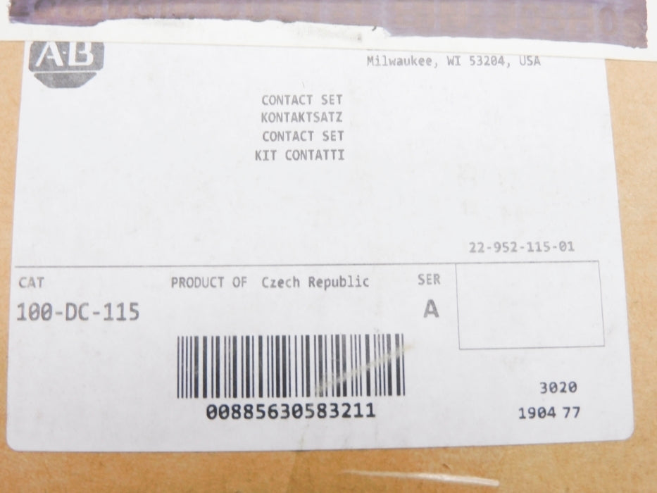 ALLEN BRADLEY 100-DC-115 SER. A (BR/WH) NSMP