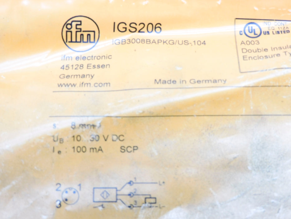 IFM EFECTOR IGB3008BAPKG/US-104 IGS206 10-30VDC NSMP