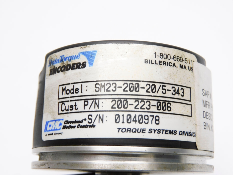 DATA TORQUE SM23-200-20/5-343 200-223-006 UNMP