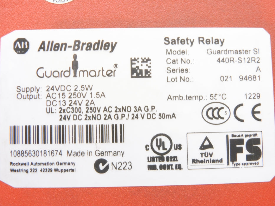 ALLEN BRADLEY 440R-S12R2 SER. A 24VDC (WH) (AS PICTURED) NSMP