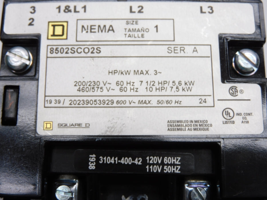 SQUARE D 8502SCO2S SER. A 120/110V NSNP