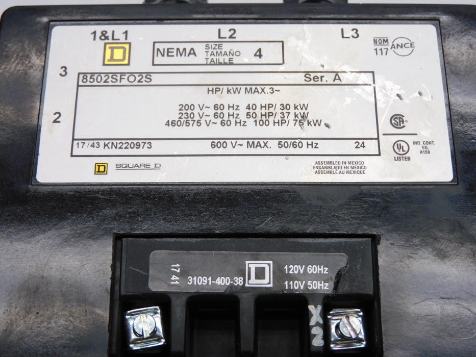SQUARE D 8502SFO2V02S SER. A 120/110V NUPI