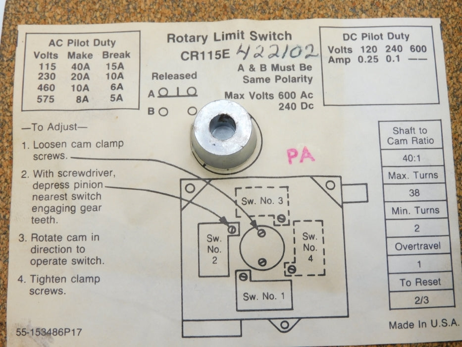 GENERAL ELECTRIC CR115E422102 600VAC 40A NSNP