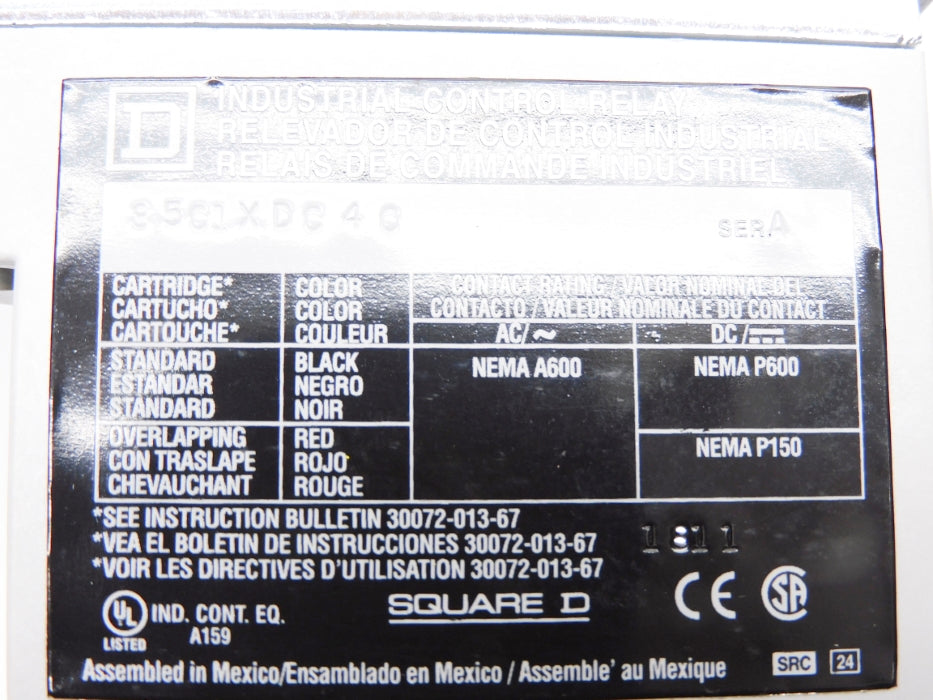 SQUARE D 8501XDO40V62 SER. A 125V NUPI