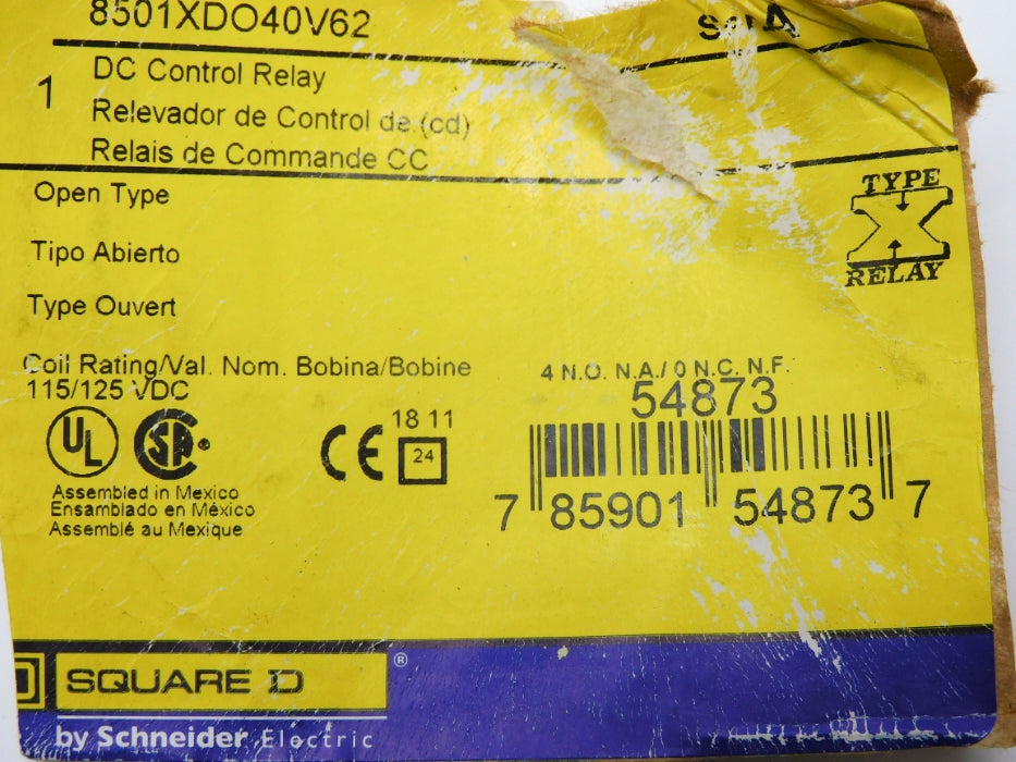 SQUARE D 8501XDO40V62 SER. A 125V NUPI