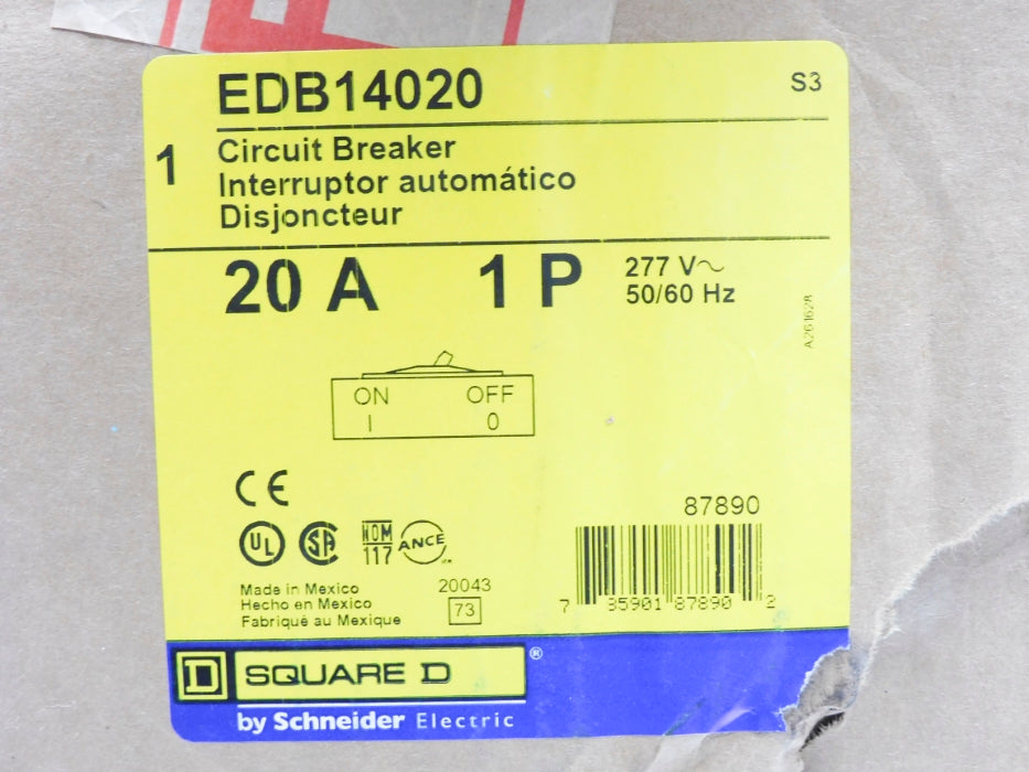 SQUARE D EDB14020 20A 277V (AS PICTURED) NSFS