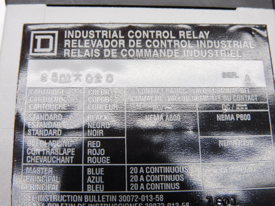 SQUARE D 8501XO20V02 SER. A 120/110V NSMP