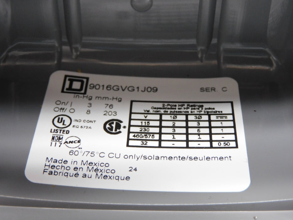 SQUARE D 9016GVG1J09 SER. C NSMP