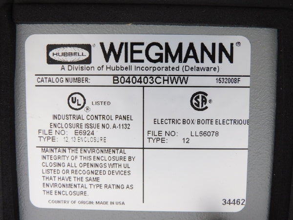 HUBBELL B040403CHWW 6C730 NSMP