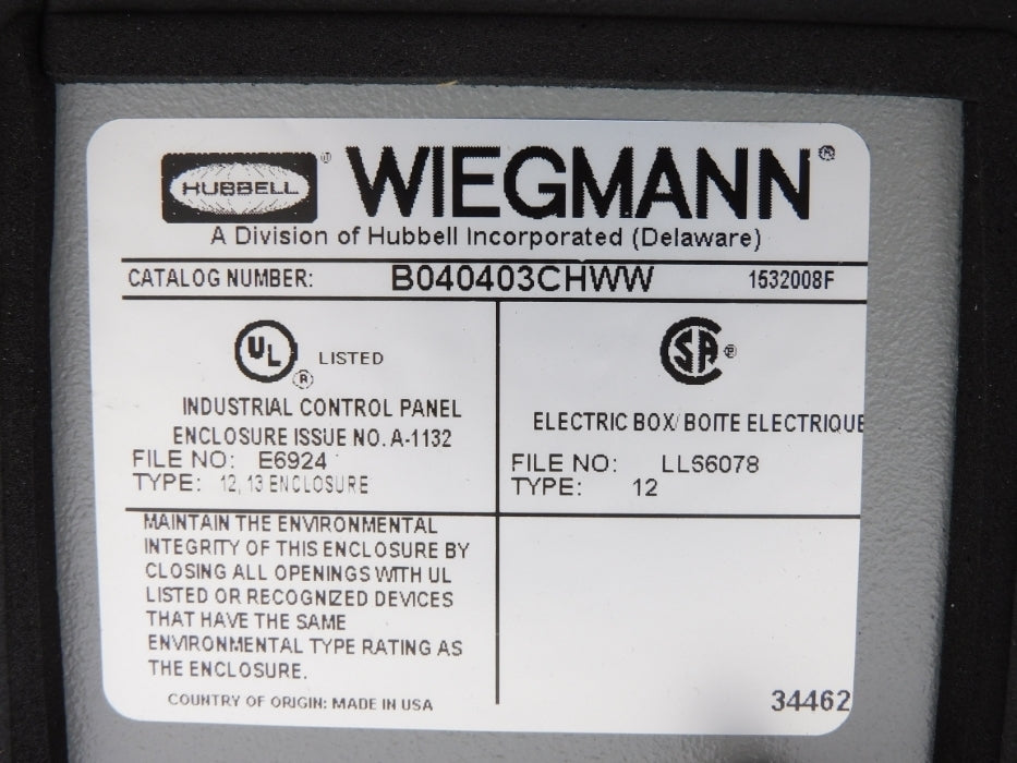HUBBELL B040403CHWW 6C730 NSMP