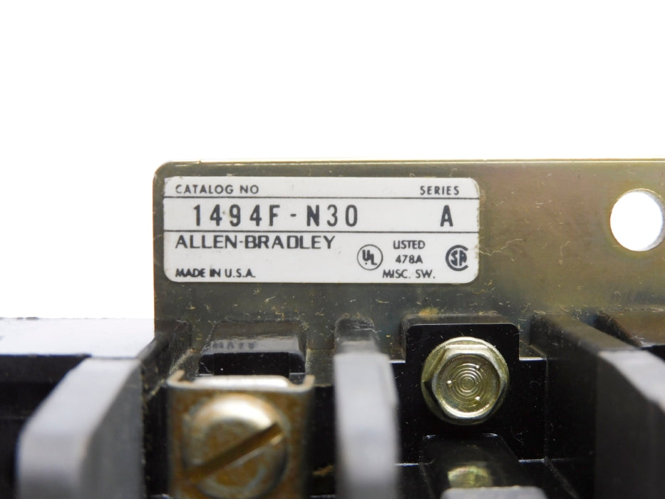 ALLEN BRADLEY 1494F-N30 SER. A 600VAC 30A (BR/WH) NSMP