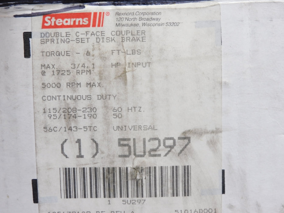 STEARNS 105672108PF 5U297 1725RPM NSMP