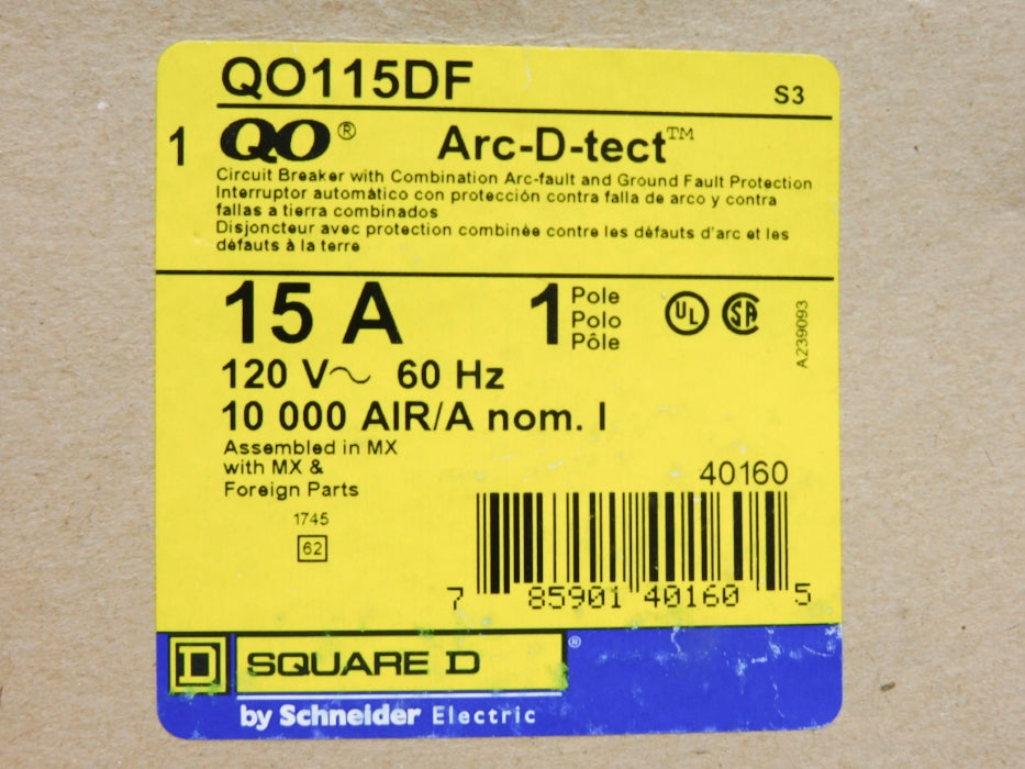 SQUARE D QO115DF 120V 15A NSMP