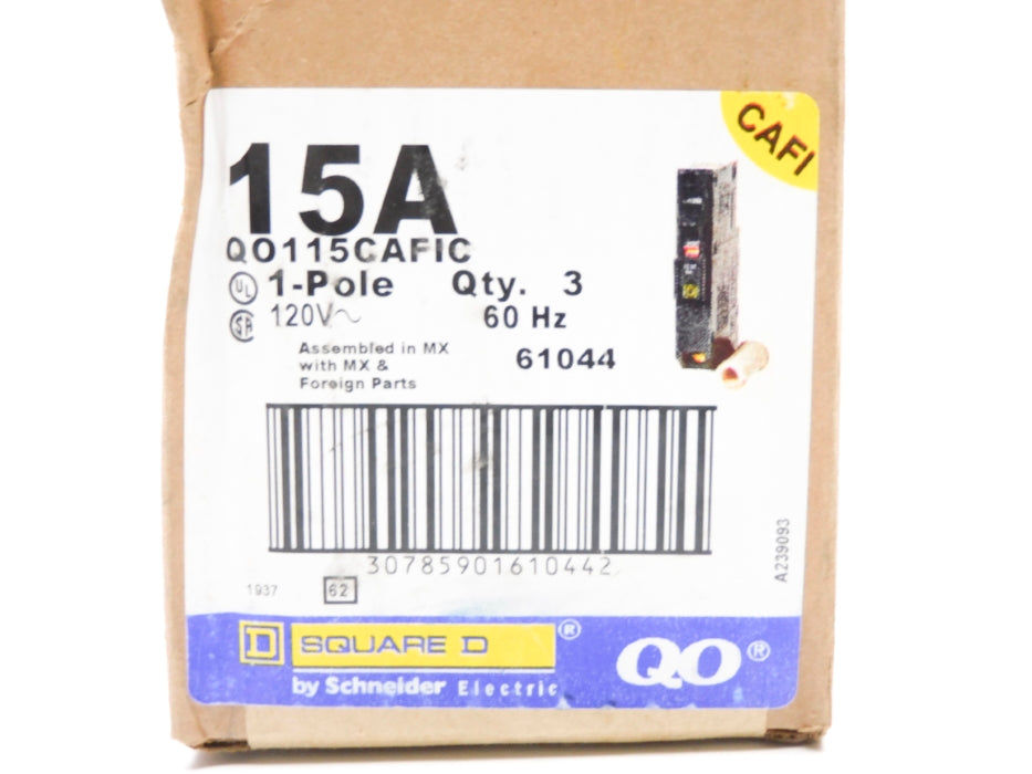SQUARE D QO115CAFIC 15A 120V (PKG OF 3) NSFS