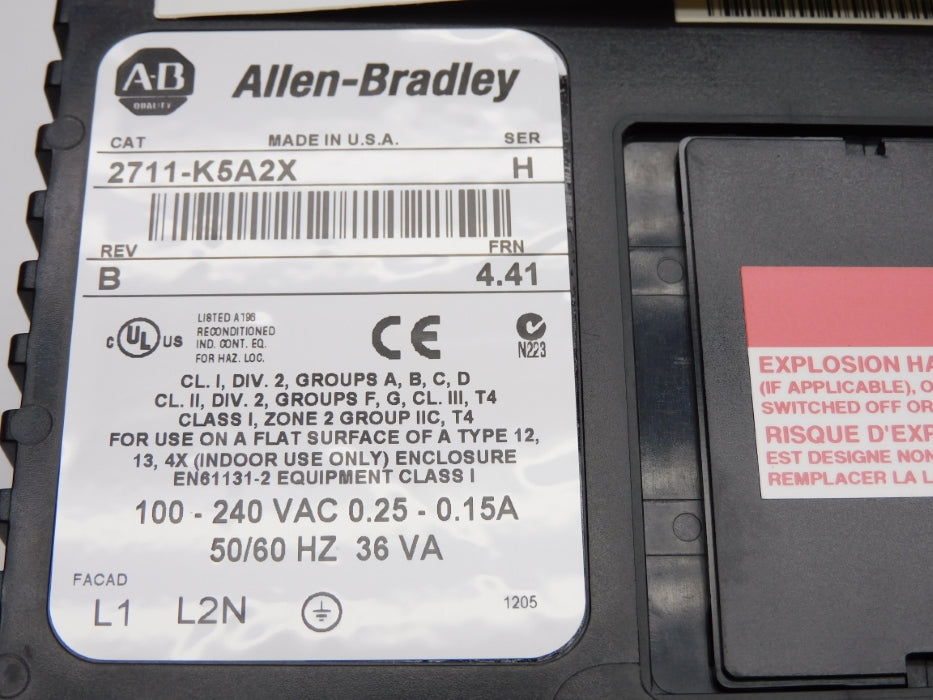 ALLEN BRADLEY 2711-K5A2X SER. H F/W 4.41 REMAN