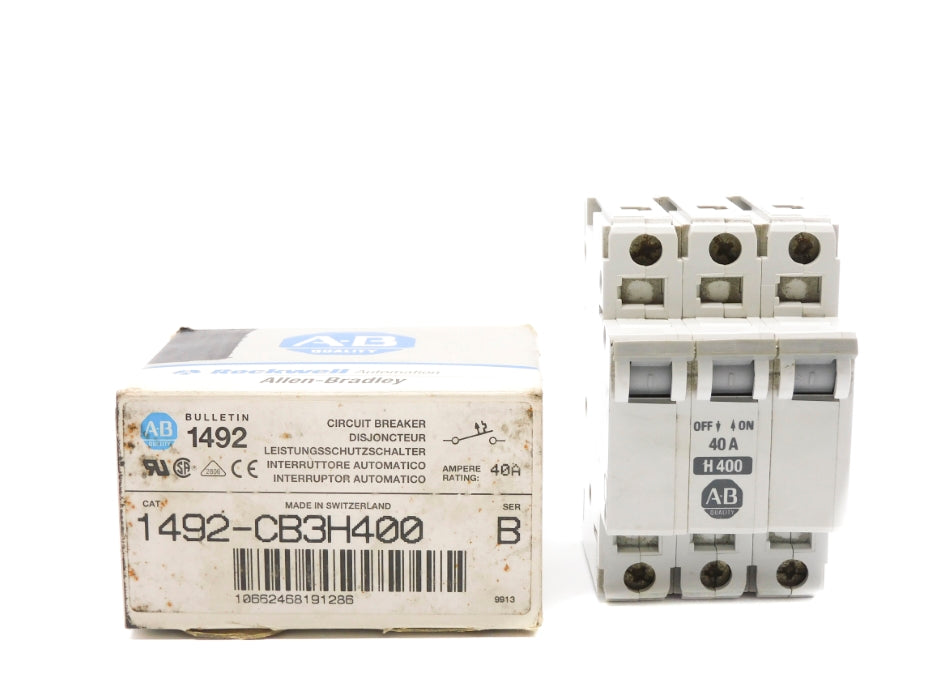 ALLEN BRADLEY 1492-CB3H400 SER. B 40A 480VAC (GY/BL) NSMP