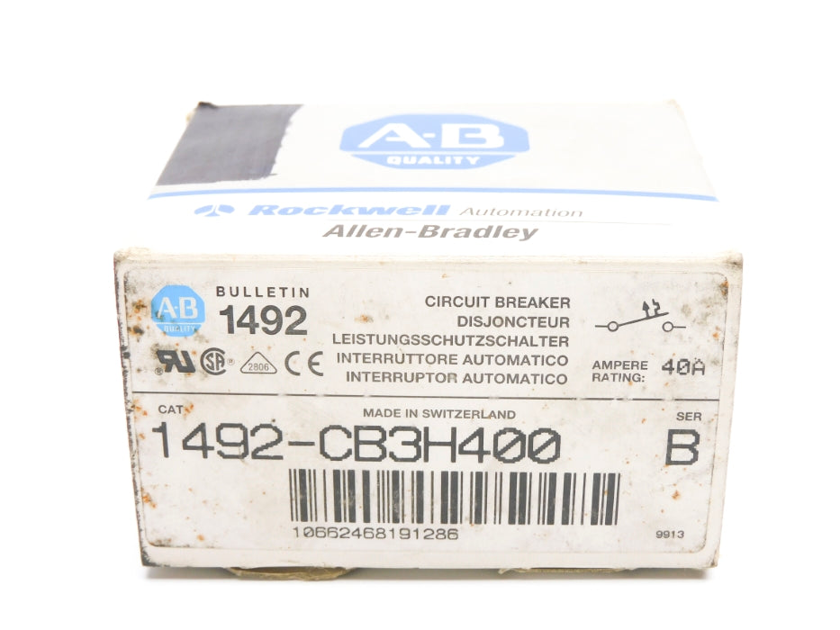 ALLEN BRADLEY 1492-CB3H400 SER. B 40A 480VAC (GY/BL) NSMP
