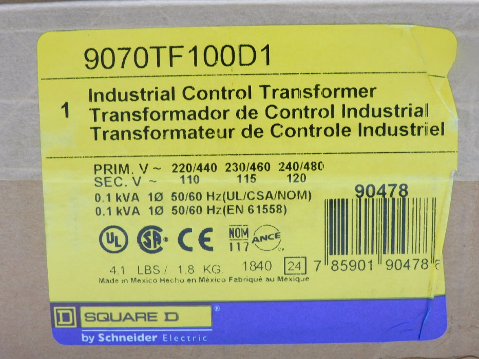 SQUARE D 9070TF100D1 0.1KVA NSFS