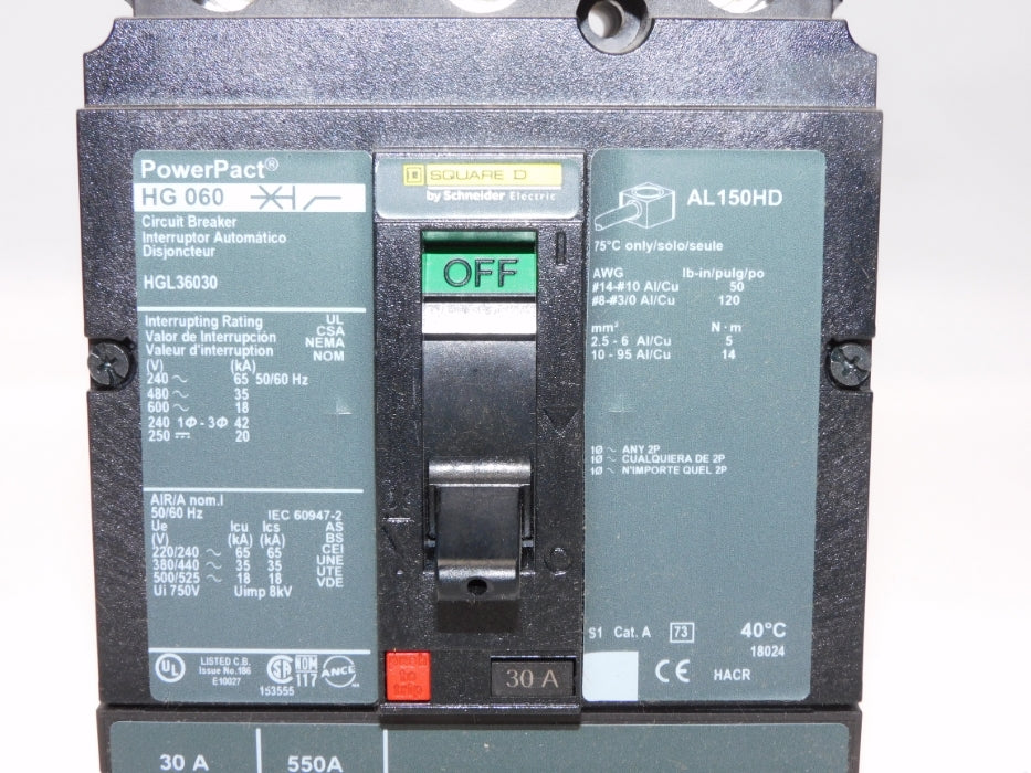 SQUARE D HGL36030 30A 600V NSMP