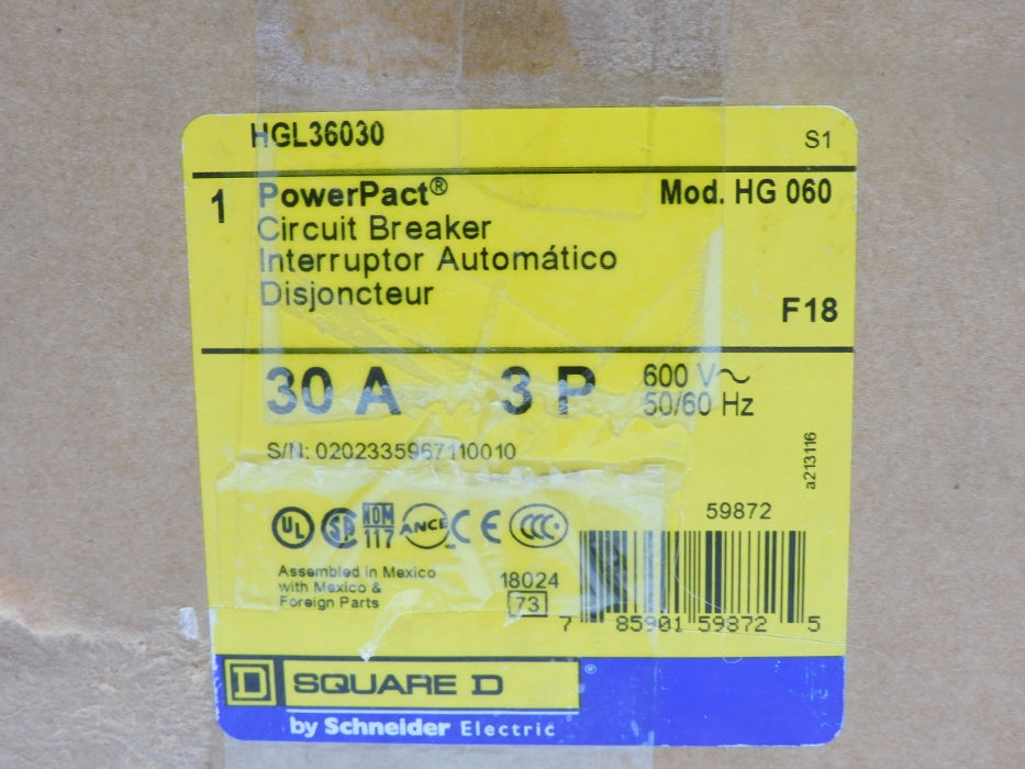 SQUARE D HGL36030 30A 600V NSMP