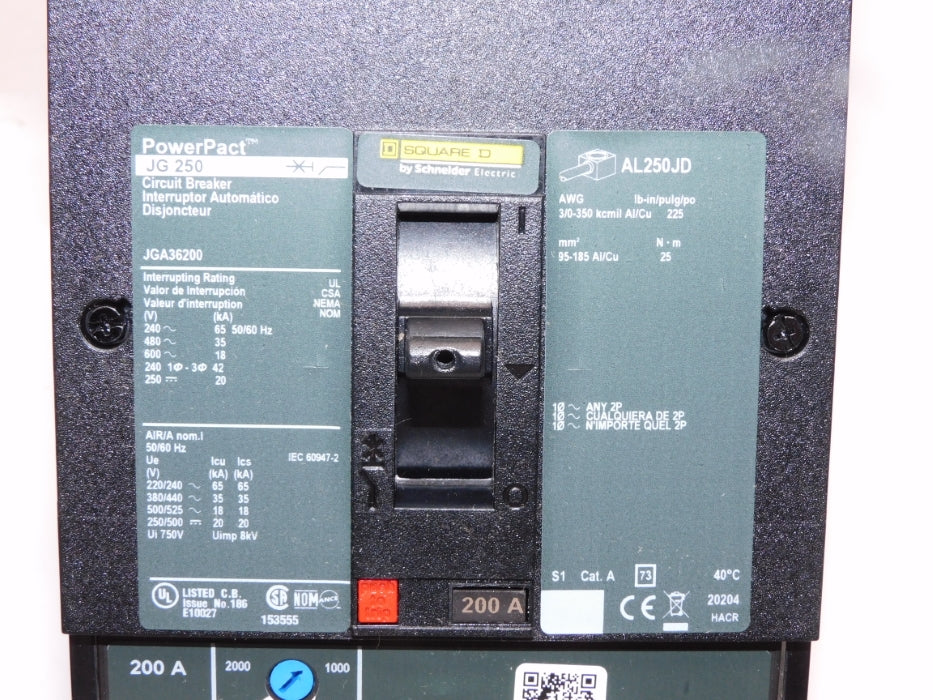 SQUARE D JGA36200 200A 600V (AS PICTURED) NSMP