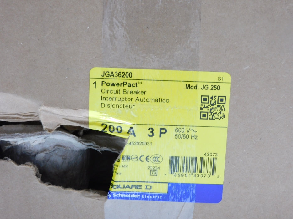 SQUARE D JGA36200 200A 600V (AS PICTURED) NSMP